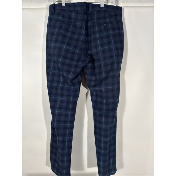 Penguin by Munsingwear Blue Plaid Chino Pants Straight Fit Stretch Mens 33x30 - Picture 4 of 14